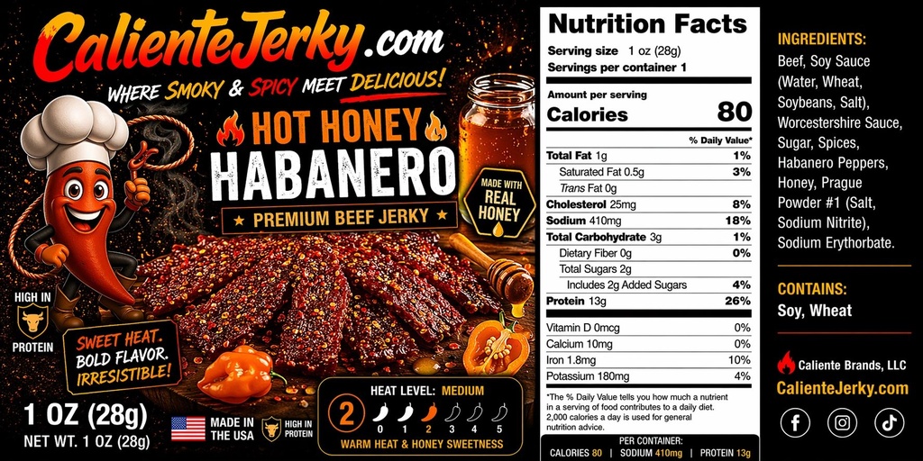 [CAL-JK-HHAB-HAL] Halal Hot Honey Habanero Beef Jerky
