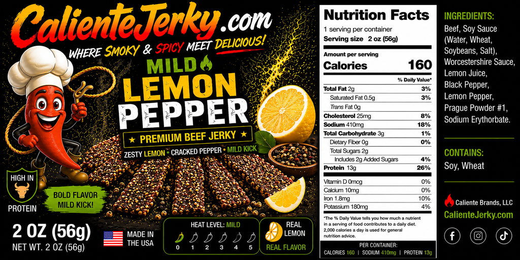 [CAL-JK-MLEM] Mild Lemon Pepper Beef Jerky