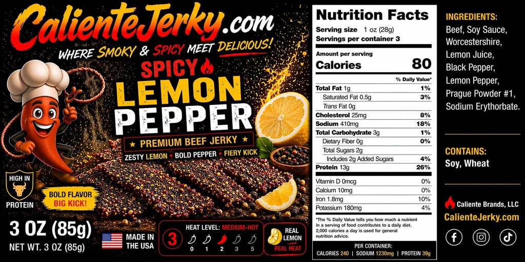 Halal Spicy Lemon Pepper Beef Jerky
