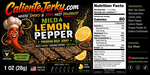 [CAL-JK-MLEM] Mild Lemon Pepper Beef Jerky