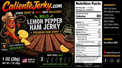 [CAL-HJ-MLEM] Mild Lemon Pepper Ham Jerky